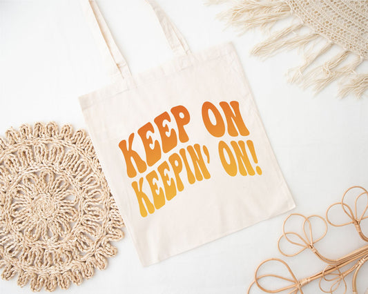 Keep on Keepin' on Retro Canvas Tote Bag