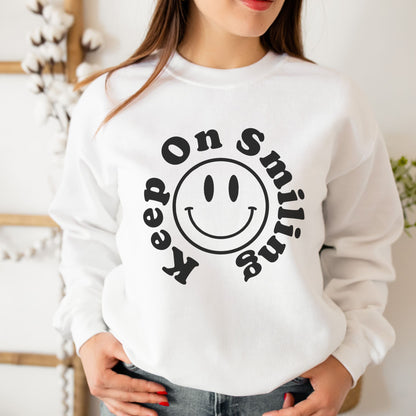 Keep on Smiling Classic Smiley Face Crewneck Sweatshirt