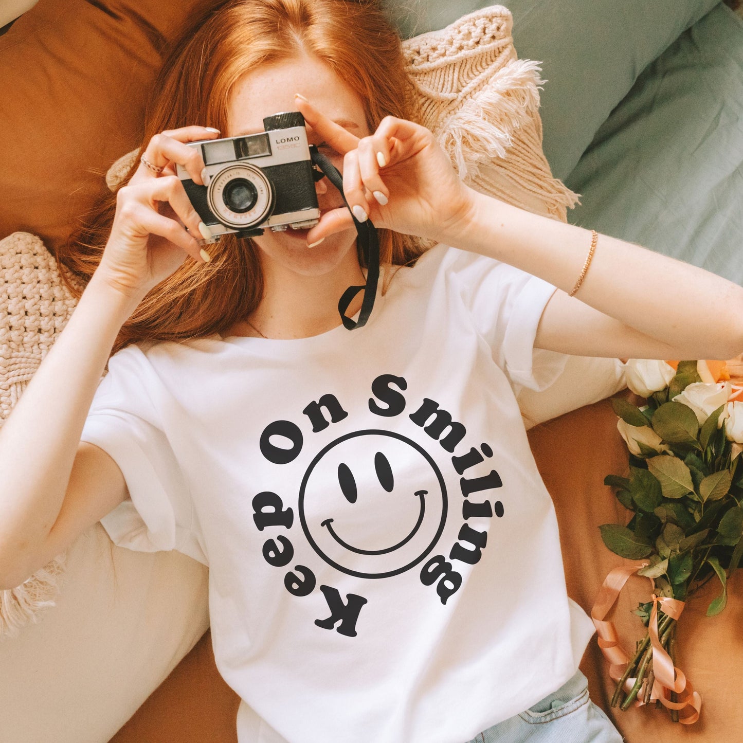 Keep on Smiling Retro Smiley Face Tee Shirt