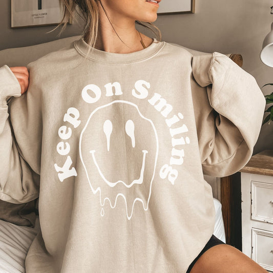 Keep On Keepin' On Melted Smiley Face Crewneck Sweatshirt