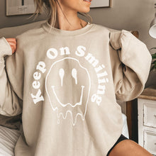 Keep On Keepin' On Melted Smiley Face Crewneck Sweatshirt, Oversized Trippy Happy Face Sweatshirt, 90s Y2K Grunge shirt, Gift for Vsco girl